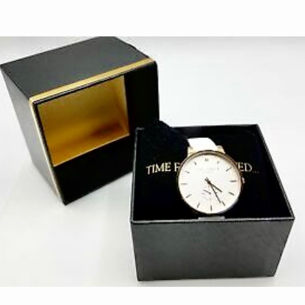 Ted Baker London NEW White Leather Gold Hardware Watch